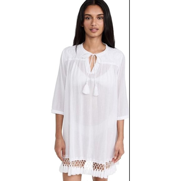 Roller Rabbit White Cover-up with Fringe